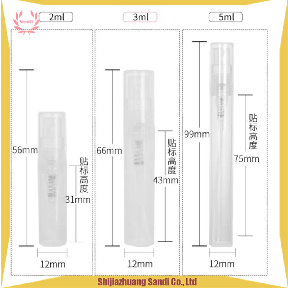 1ml 2ml 3ml 5ml Small Refillable Perfume Bottle Transparent Plastic Glass Fragrance Atomizer Spray Bottle