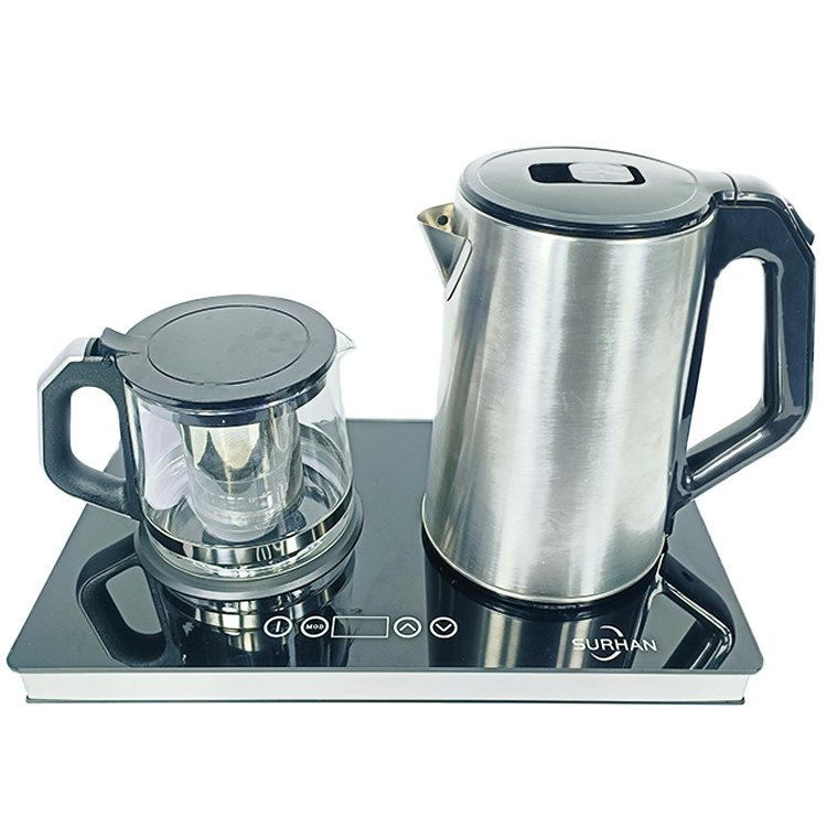 Intelligent Touch Switch Double Pot Tea Digital Base Turkish Tea Kettle Tray Chinese Tea Maker Water Boiler with Tray