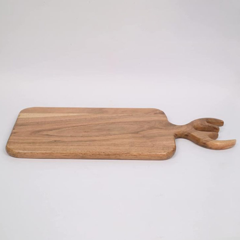 Acacia Wood Christmas Antler Dinner Plate and Cutting Board