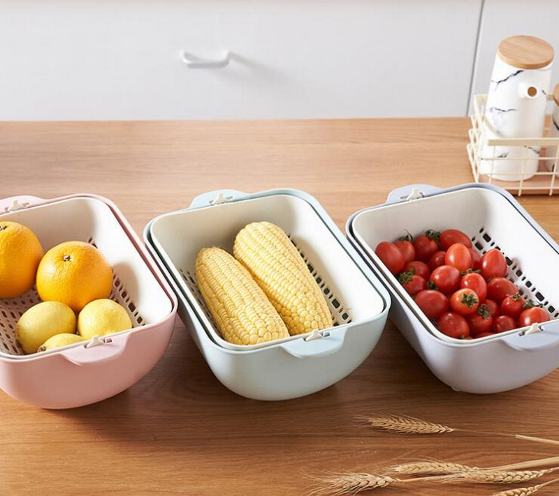 Double Layer Fruit Washing Strainer/Vegetable Wash Drain Basket