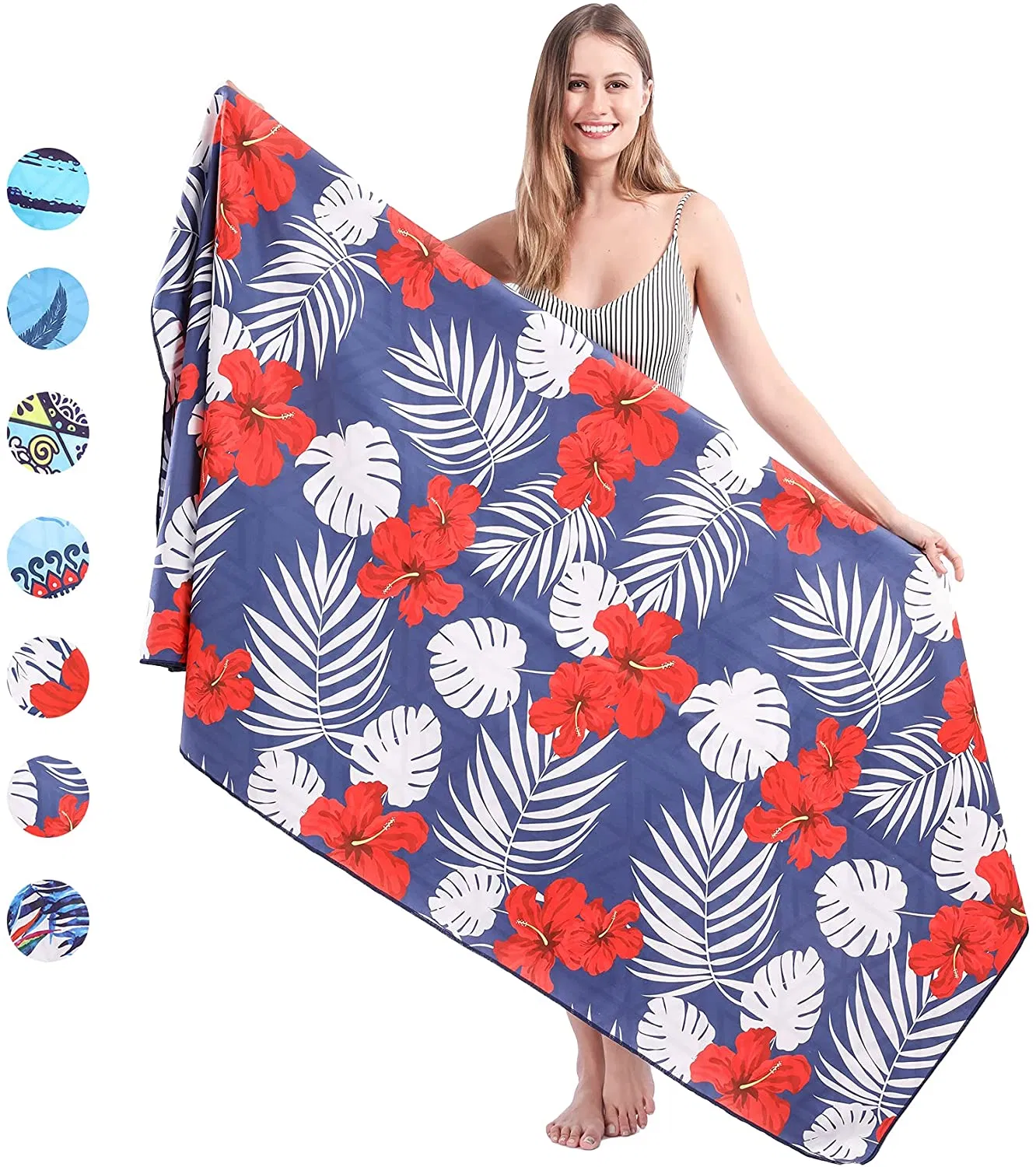 Customized Logo Microfiber Beach Towel - Sand Free Quick Dry