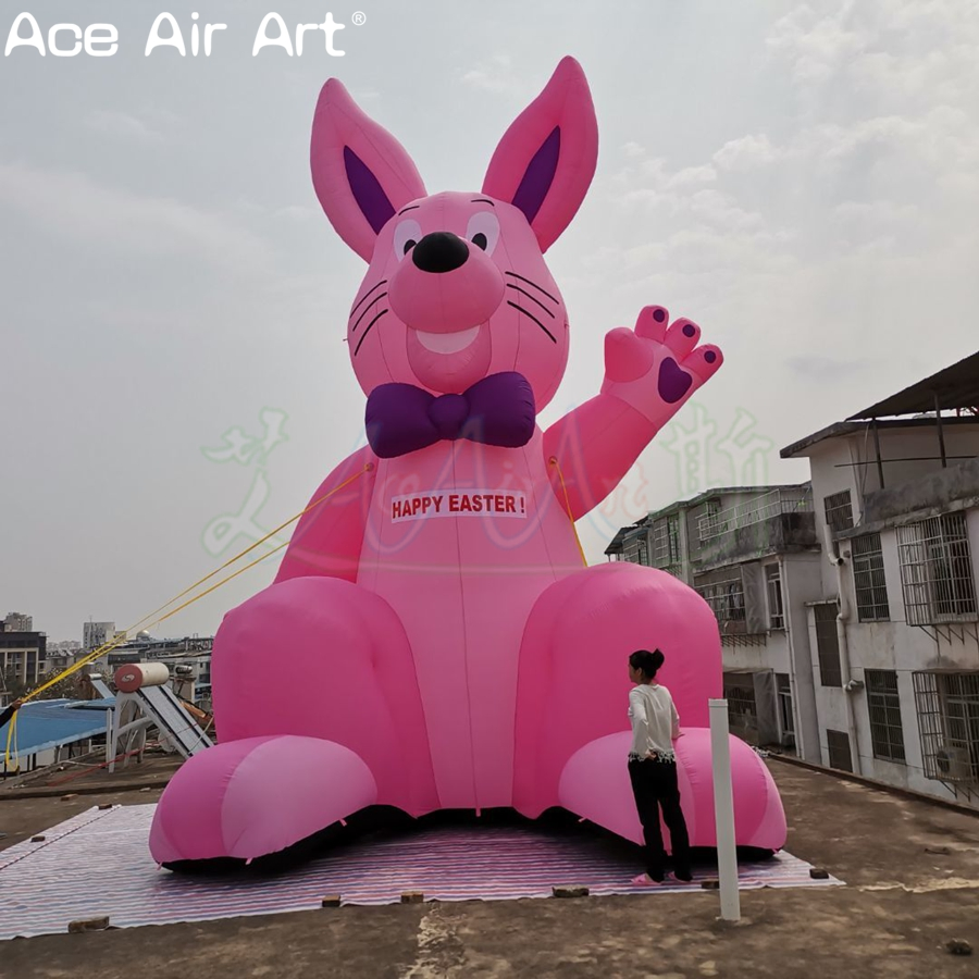 Giant Inflatable Pink Bunny Model Inflatable Easter Decoration for Shopping Malls / Street