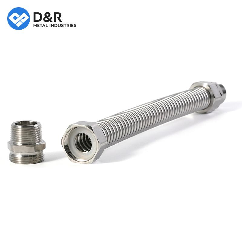 D&R Factroy Direct OEM Production 304 Stainless Hose Washing Machine Shower Flexible Braided Corrugated Stainless Steel Hoses