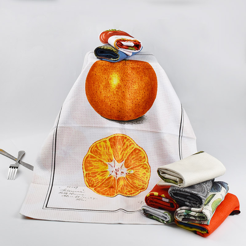 High Quality 50*70cm Printing Dye Sublimation Tea Towel 250gms 100% Cotton Two Design 250GSM 100% Cotton Kitchen Tea Towel