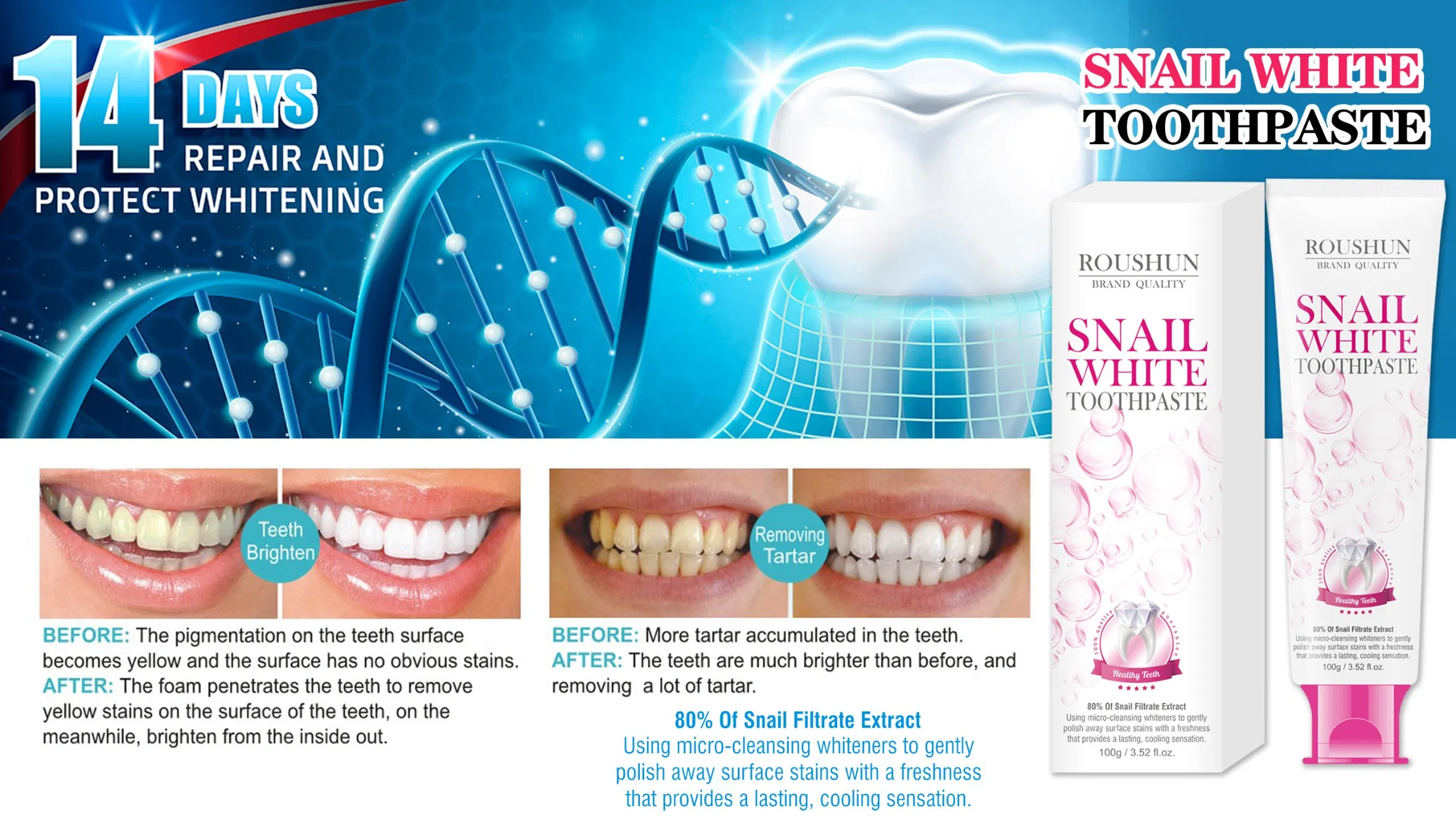 Dr. Daver Snail White Toothpaste Activated Teeth Whitening