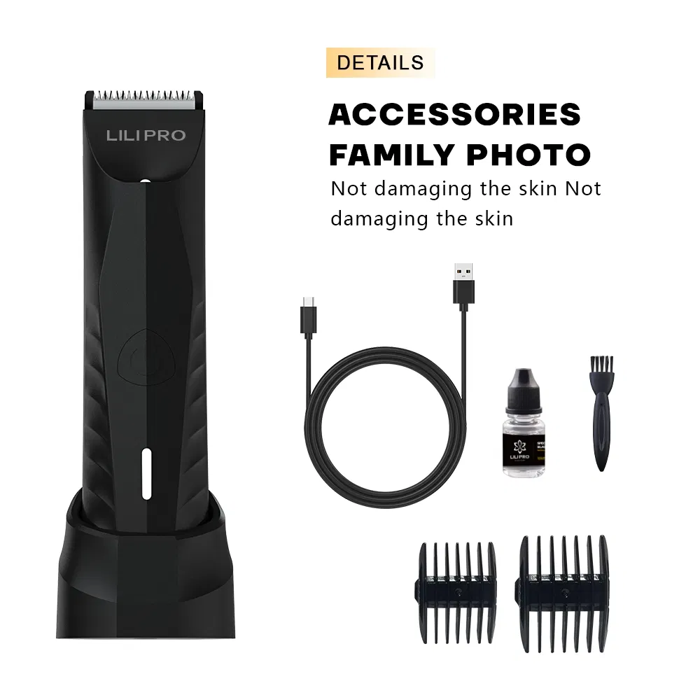 Lilipro B4 Body Hair Trimmer for Men Rechargeable Grooming Tool with Ceramic Blade, LED Light, Electric Shaver for Wet/Dry Use