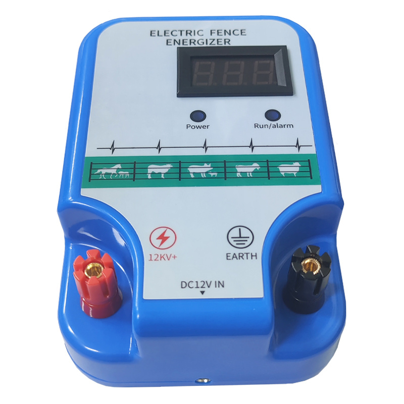 Farm Electric Fence Energizer, 12V Solar Battery Power Supply, High Voltage Pulse Controller, Electric Fence Insulators for Poultry Farm