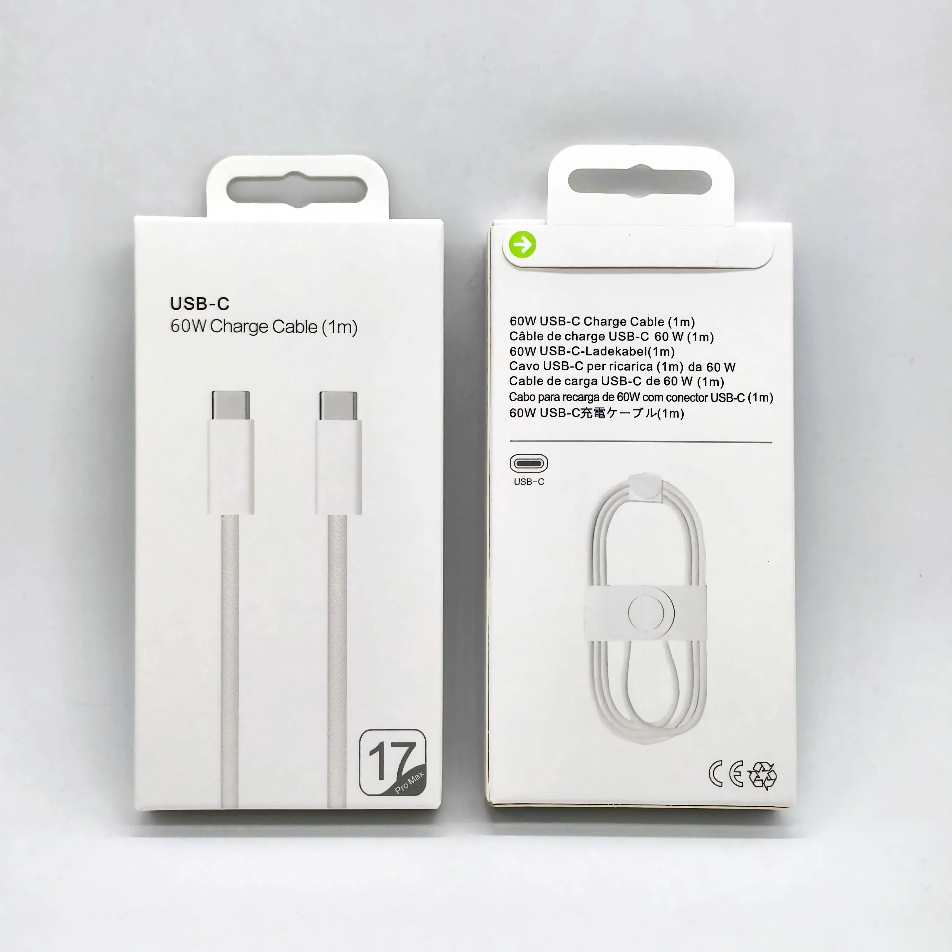 Кабель USB-C 60W 1м, нейлоновый, быстрая зарядка