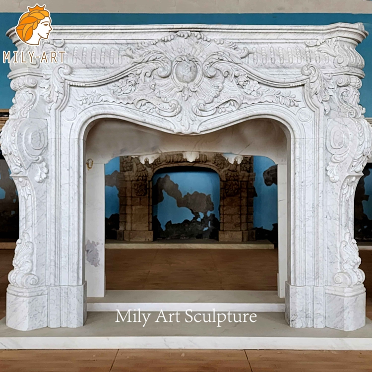 Fine Carving Natural Stone Decorative French Marble Fireplace Surround