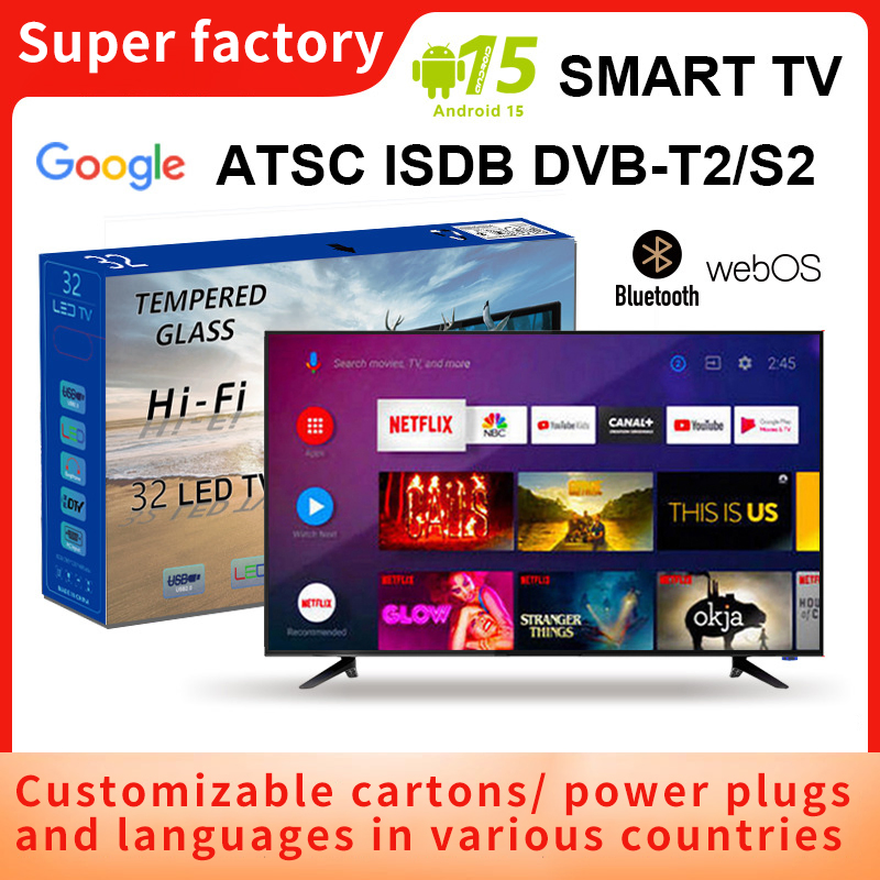 2025 Hot Sale Large Panel LED TV 46 50 55 65 75 85 100 Inch Smart TV Android FHD 4K Customized LCD OLED TV for Sale