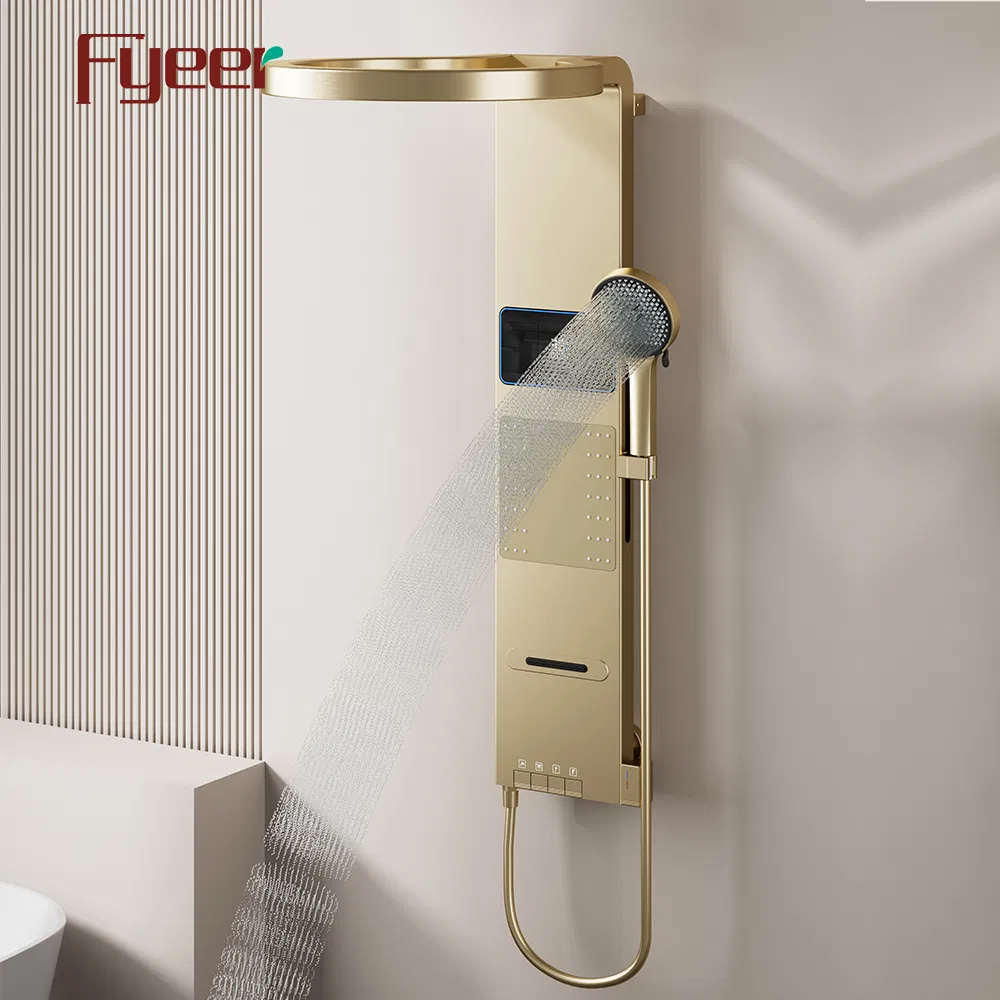 Fyeer Brush Gold Motion Sensor Piano Key Button Digital Shower Panel