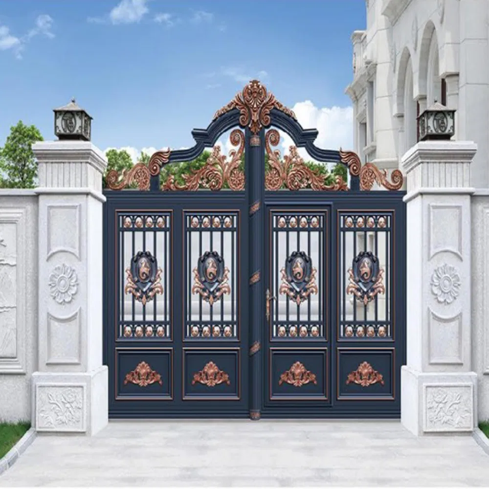 15. Factory Customized Modern Style Exterior Entrance Aluminum Aluminium Front Metal Door Security Double Courtyard Garden Gate for Villa House Home Yard Gate