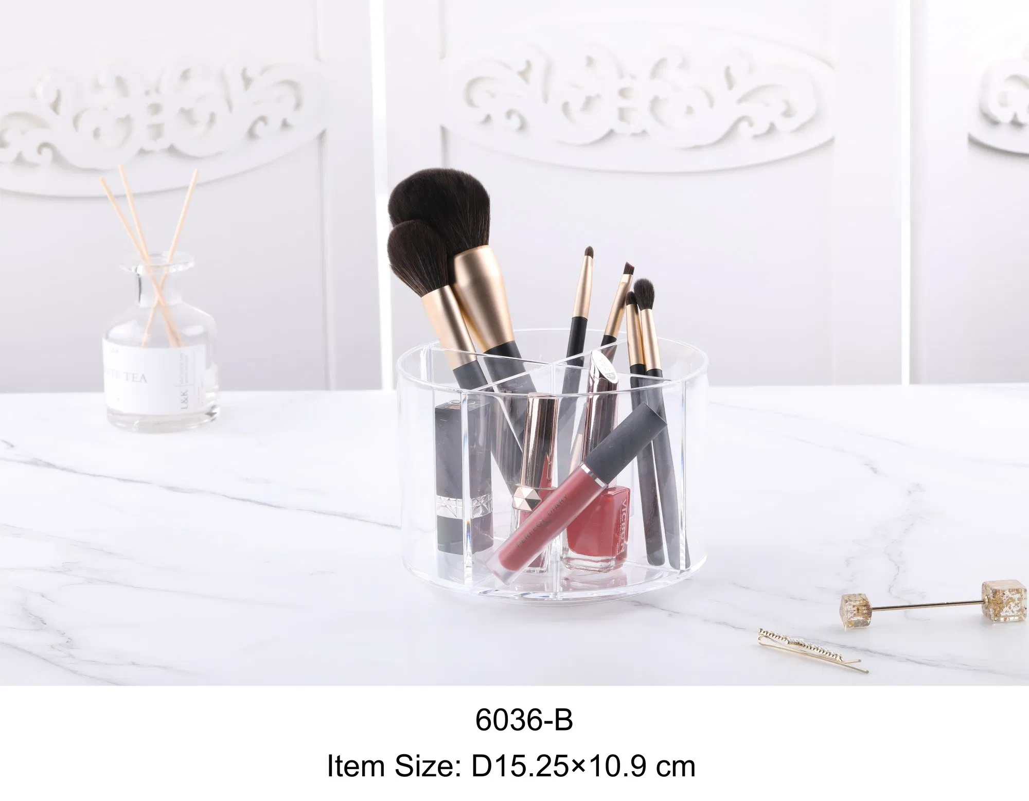 Rainbow Color Desktop Makeup Storage Multi Use Organizer with Spinning Base