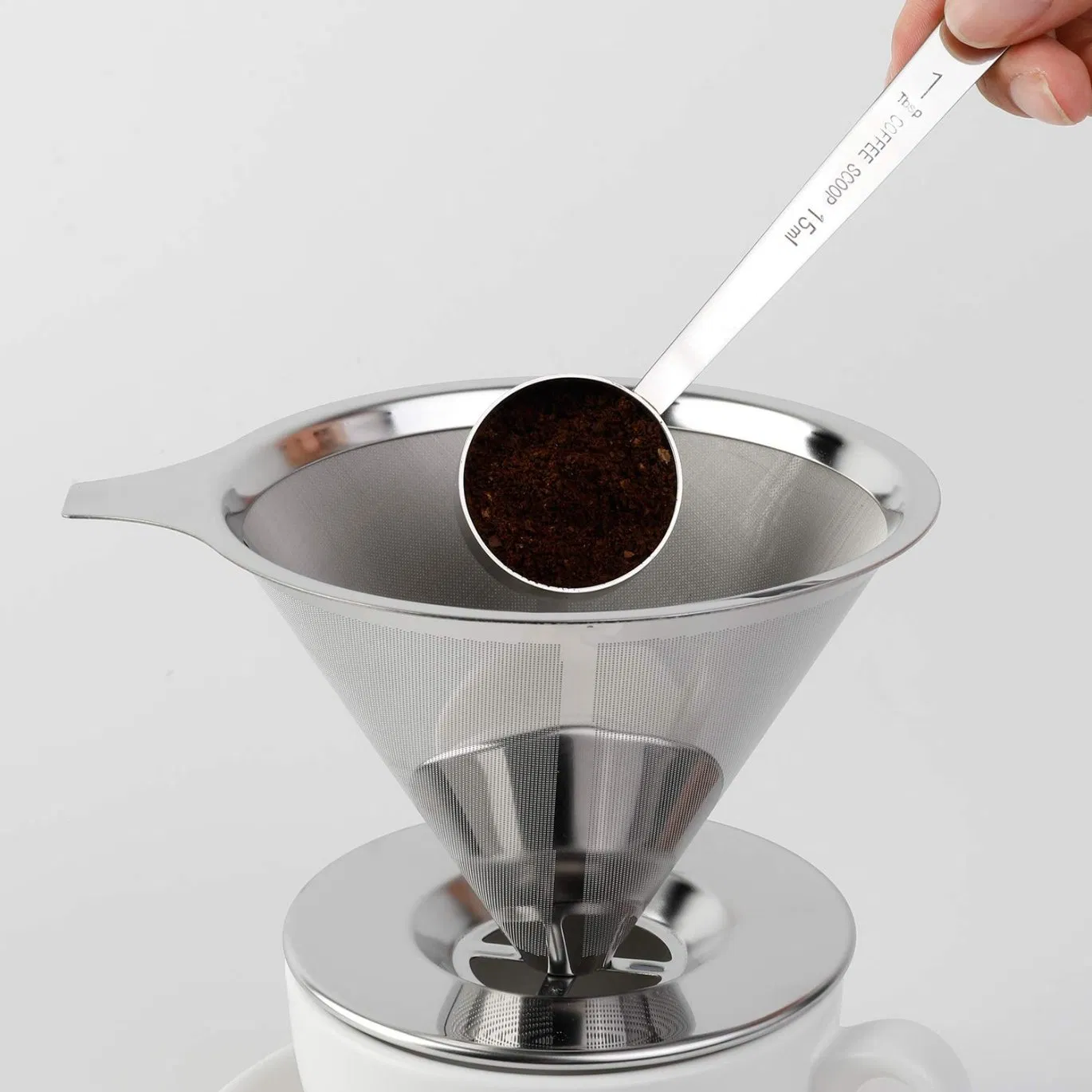Pour Over Stainless Steel Metal Wire Mesh Manual Cone Shaped Strainer Dripper Coffee Filter