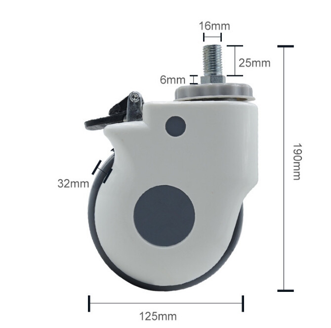 Wbd 3 4 5 Inch Environmental Protection Material, No Noise, Durable Bracket TPR Medical Caster