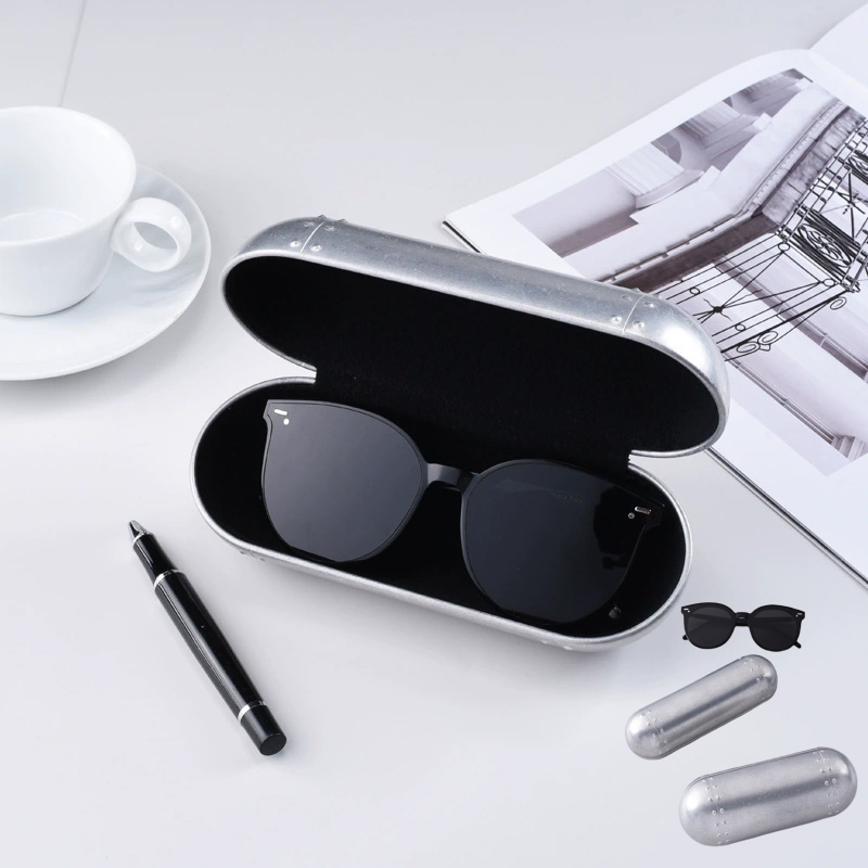 Wholesale Customized Spot Aluminum Soft Lining Vintage Eyeglasses Sunglasses Case