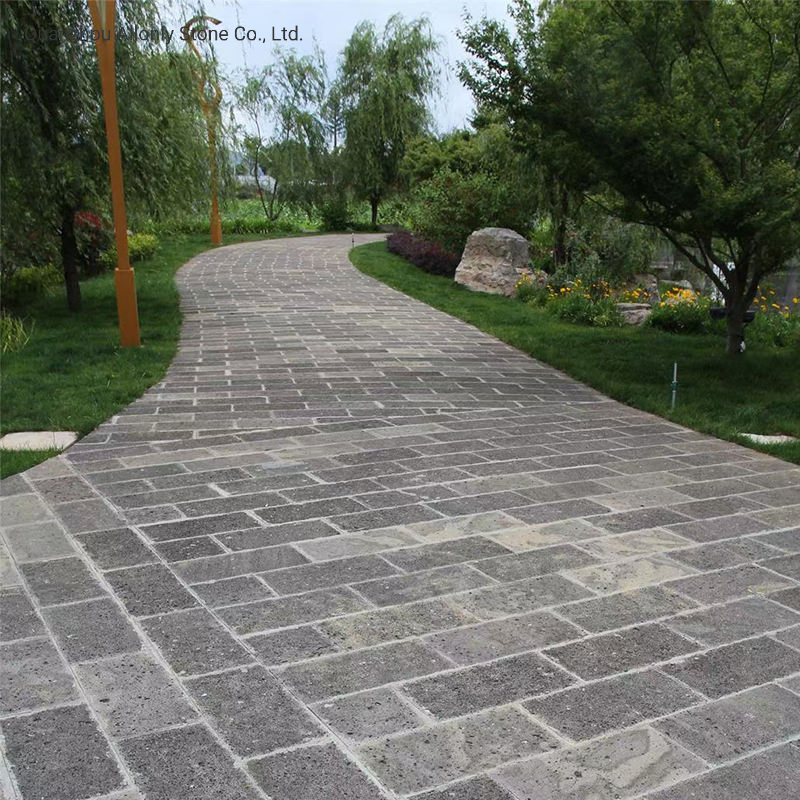 Outdoor Basalt Tiles Black Floor Paving Volcanic Lava Stone
