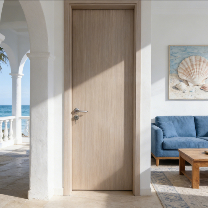 High Quality Metal Frame Fire Resistant School Building Interior Solid Wooden Door with Lock System