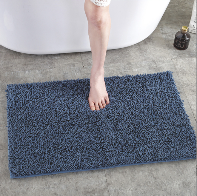 Solid Bathroom Rugs Extra Absorbent Thick Shaggy Chenille Non Slip Soft Bath Mats for Bathroom