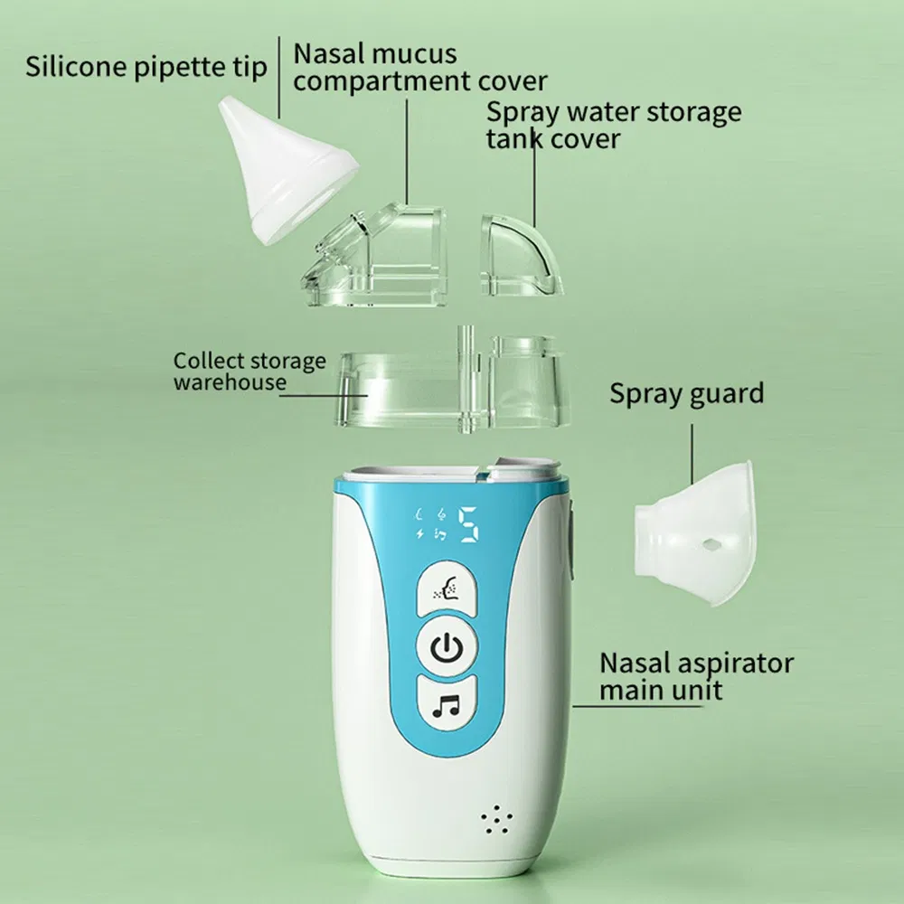 Musical Spray Nasal Care Device for Infants with High Suction, Dual Suction Spray Function 1battery Detachable Boilable Storage Compartment