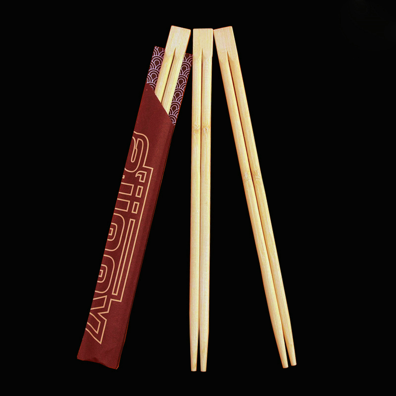 Natural Bamboo Disposable Round Chopsticks with Paper Package for Sale