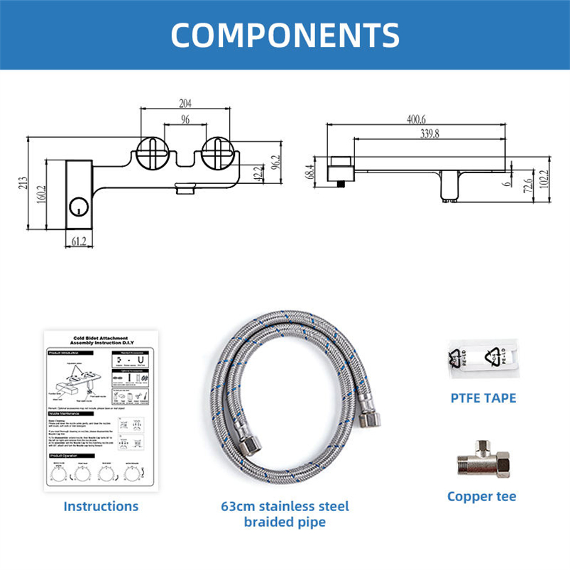 New Minimalist Bidet Toilet - Smart Non-Electric Shattaf Bidet with Vertical Spray, Butt/Feminine Cleaning Bathroom Women Washing Bidet Attachment