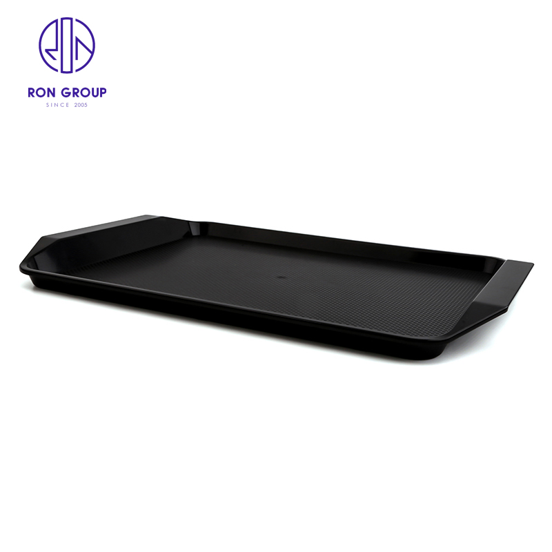 Coffee Shop Fast Food Restaurant Hotel Food Drink Tray Stackable Melamine Plastic BBQ Serving Non-Slip Rectangle Tray
