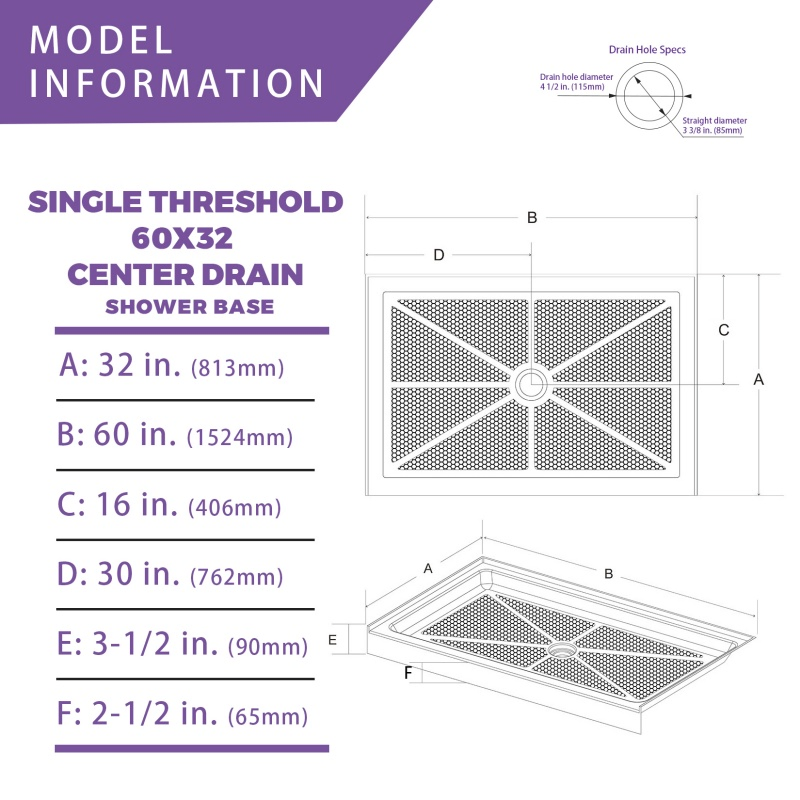 Wholesale Shower Room Free Standing Rectangular Anti Slip Shower Base with Drain