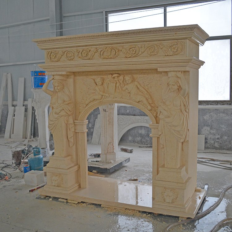 Factory Supply Customized Size Indoor Decoration Luxurious Woman Statue Large Marble Fireplace