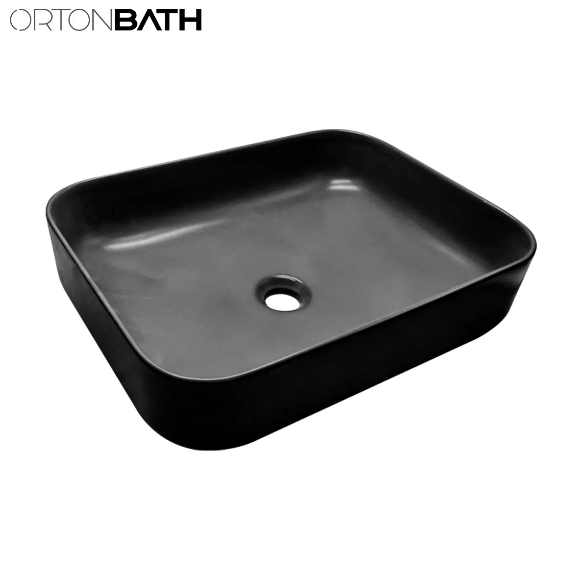 Ortonbath Rectangle Black Colorful Counter Top Ceramic Electroplated Basin Art Wash Basin Sink with Faucet Mixer Hole for Bathroom Vanity Cabinet