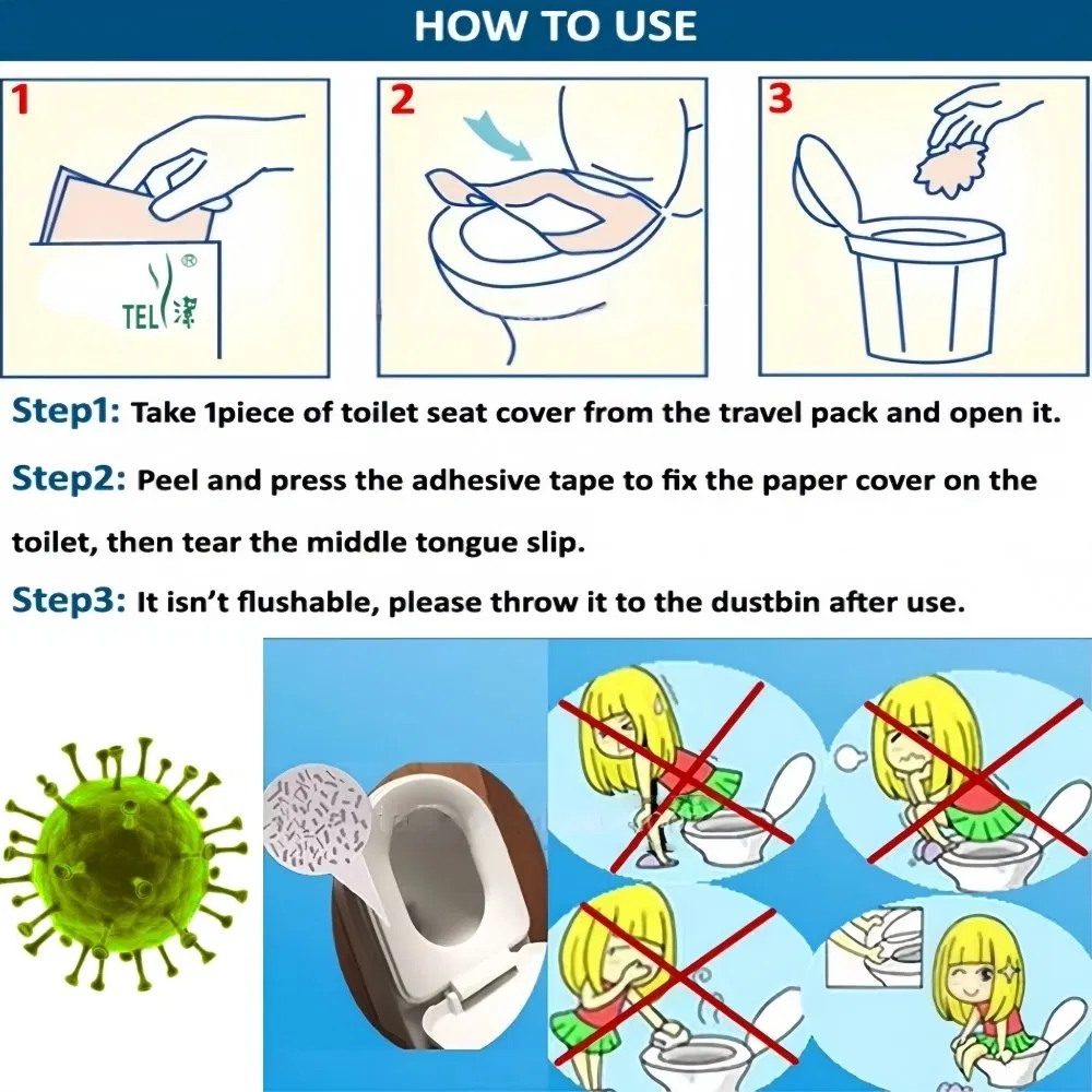 Disposable Waterproof Paper Plus PE Film Toilet Seat Cover for Travel Package