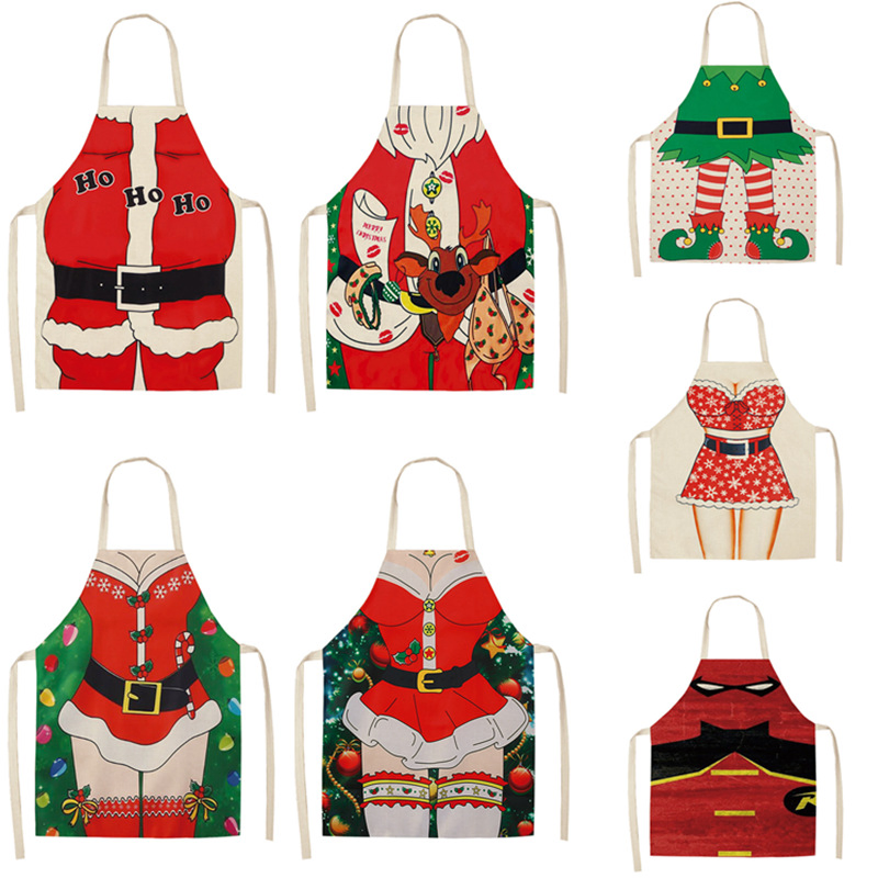 Cute Adjustable Kitchen Chef Bib BBQ Cooking Christmas Elf Apron for Adult