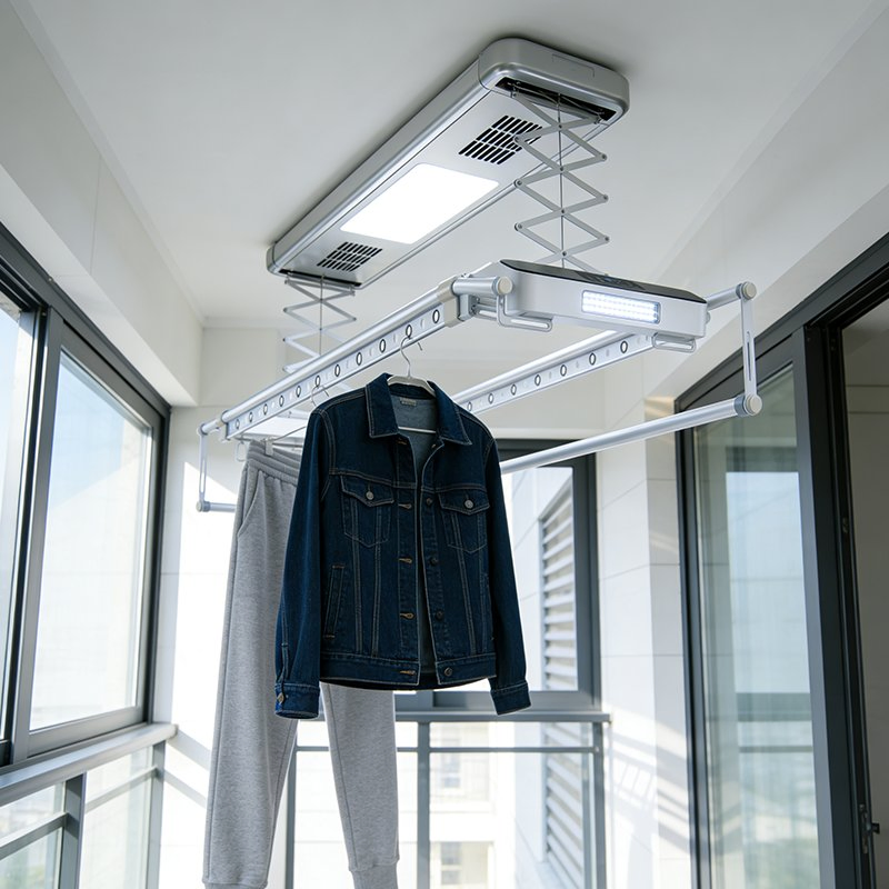 Automated Balcony Clothes Drying System with Built-in Disinfection Feature