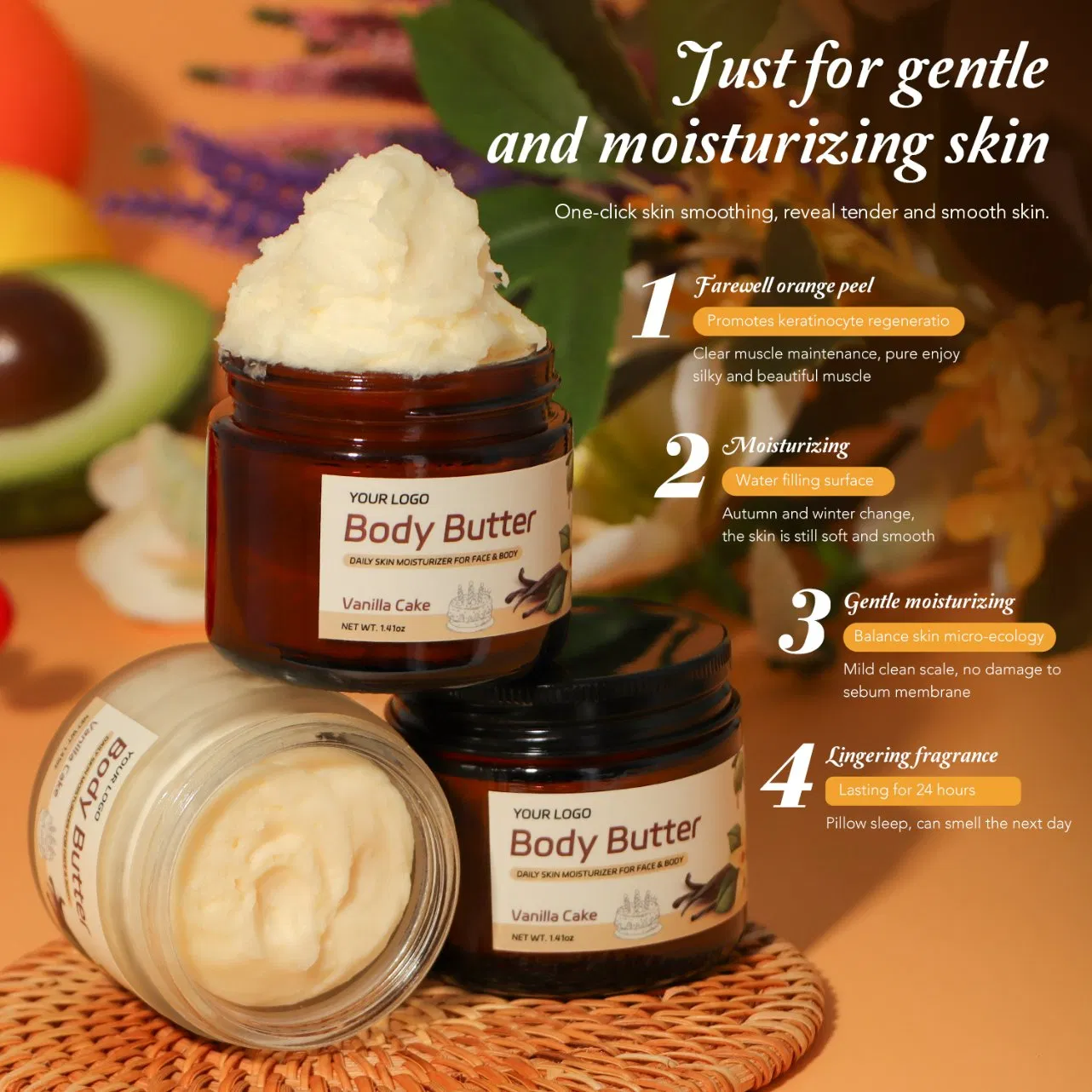 Premium Natural Vegan Friendly Hydrating Skincare Cream with Shea and Cocoa for Smooth Radiant Skin Body Butter