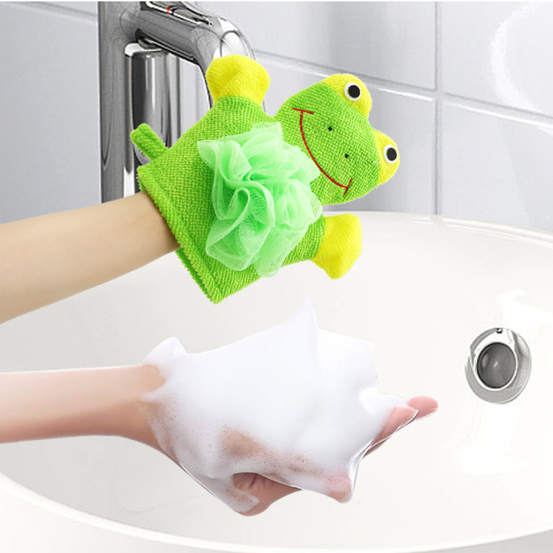 4 PCS Cartoon Terry Cloth Bath Sponge Mitt Bath Glove