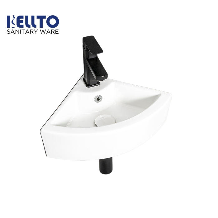 Угловая керамическая раковина для ванной