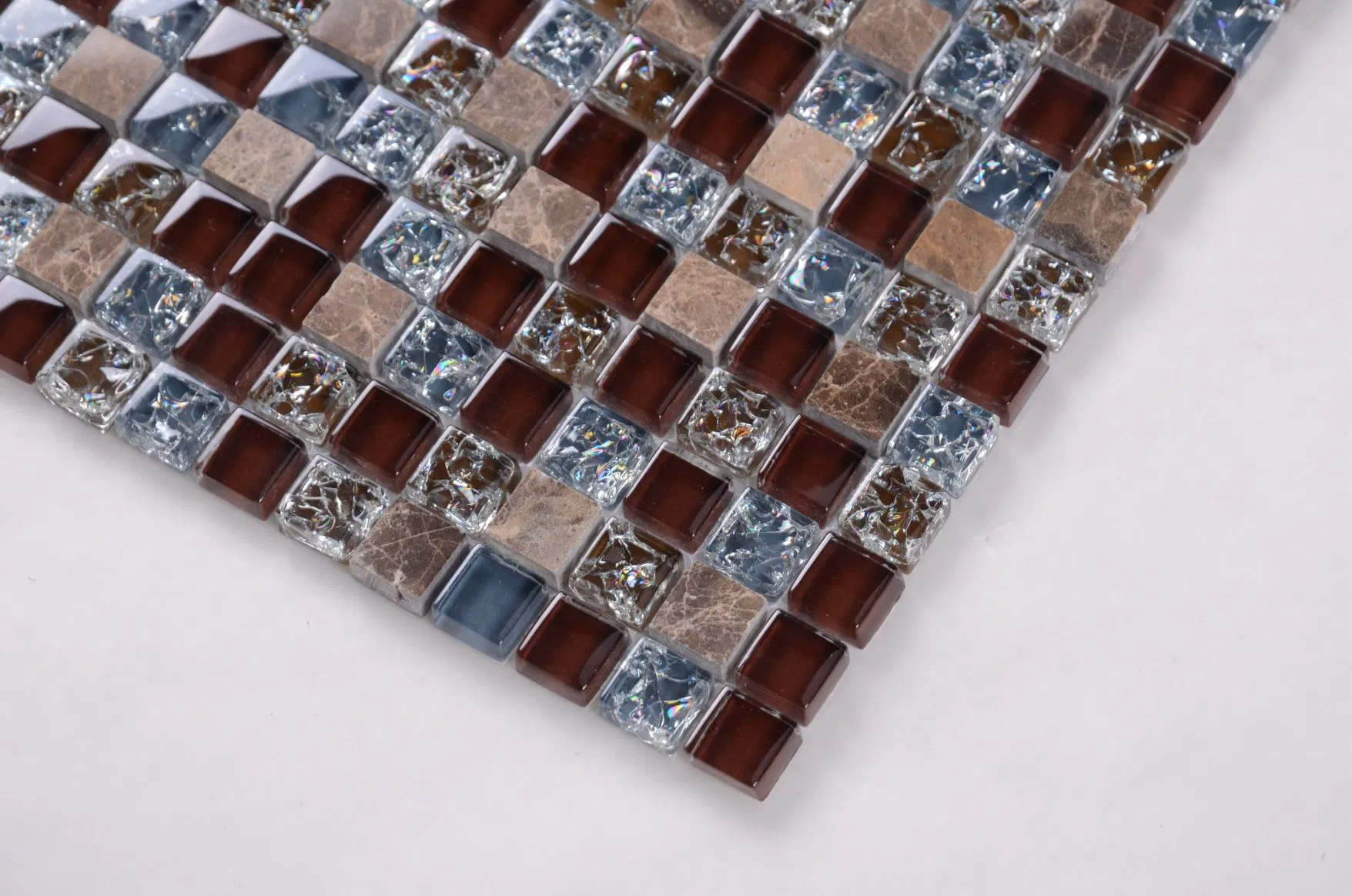 Мозаика стеклянная кухонная 15x15 мм, коричневая