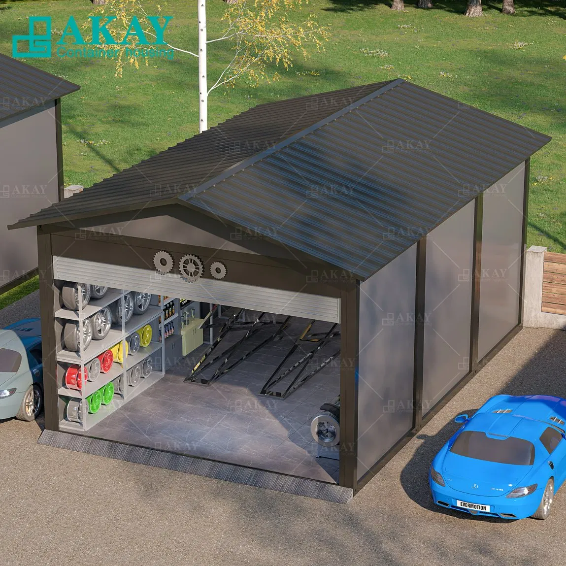 Hot Sales Light Steel Frame 20FT Prefab Container House Garage Prefabricated-Building