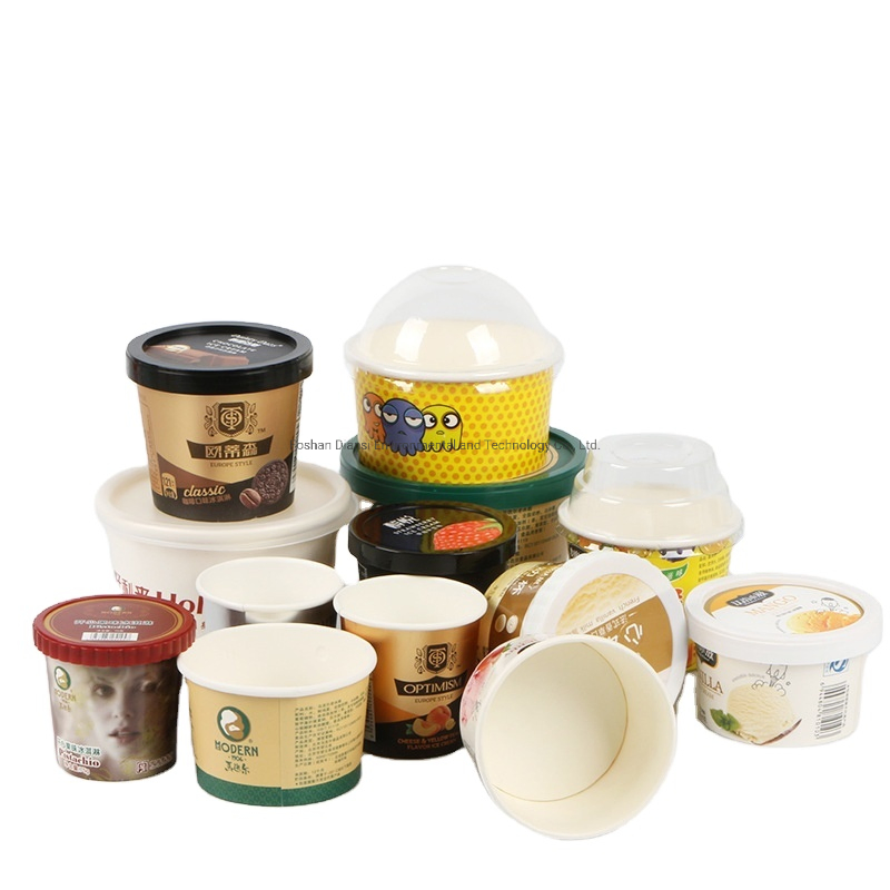 6oz8oz12oz16oz Disposable Noplastic Ice Cream Paper Cup with Plastic Flat Lids