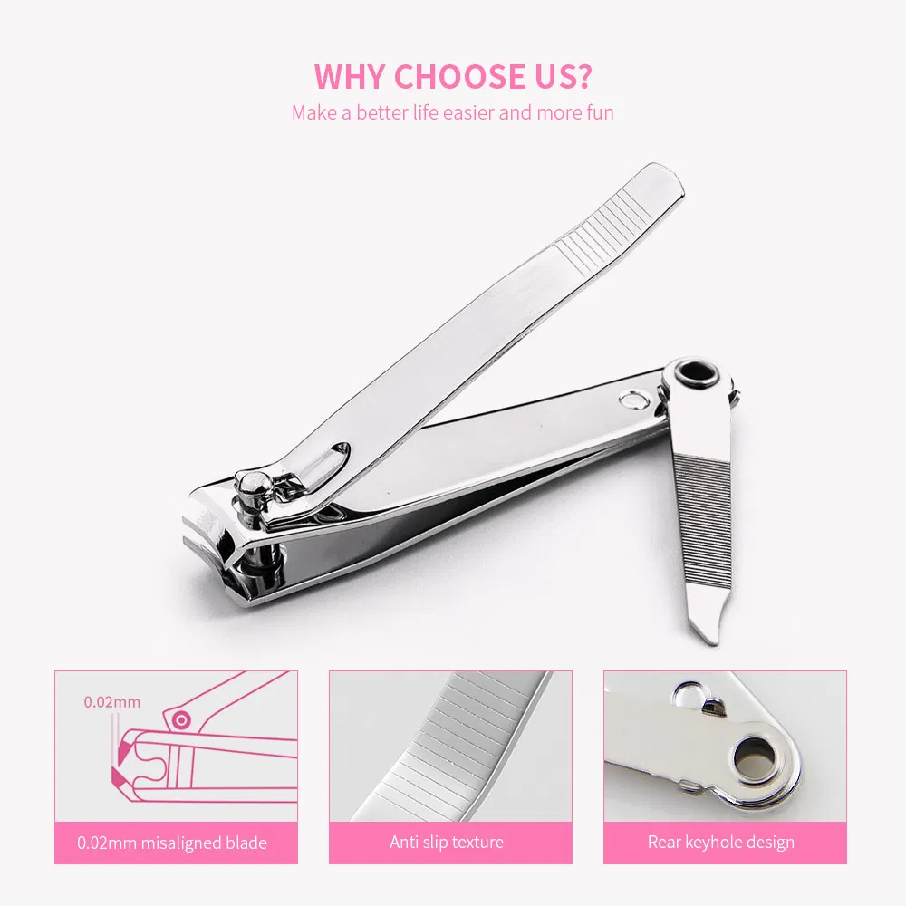 Stainless Steel Large Foldable Fingernail Toenail Nail Clipper with Metal Nails File Cutter
