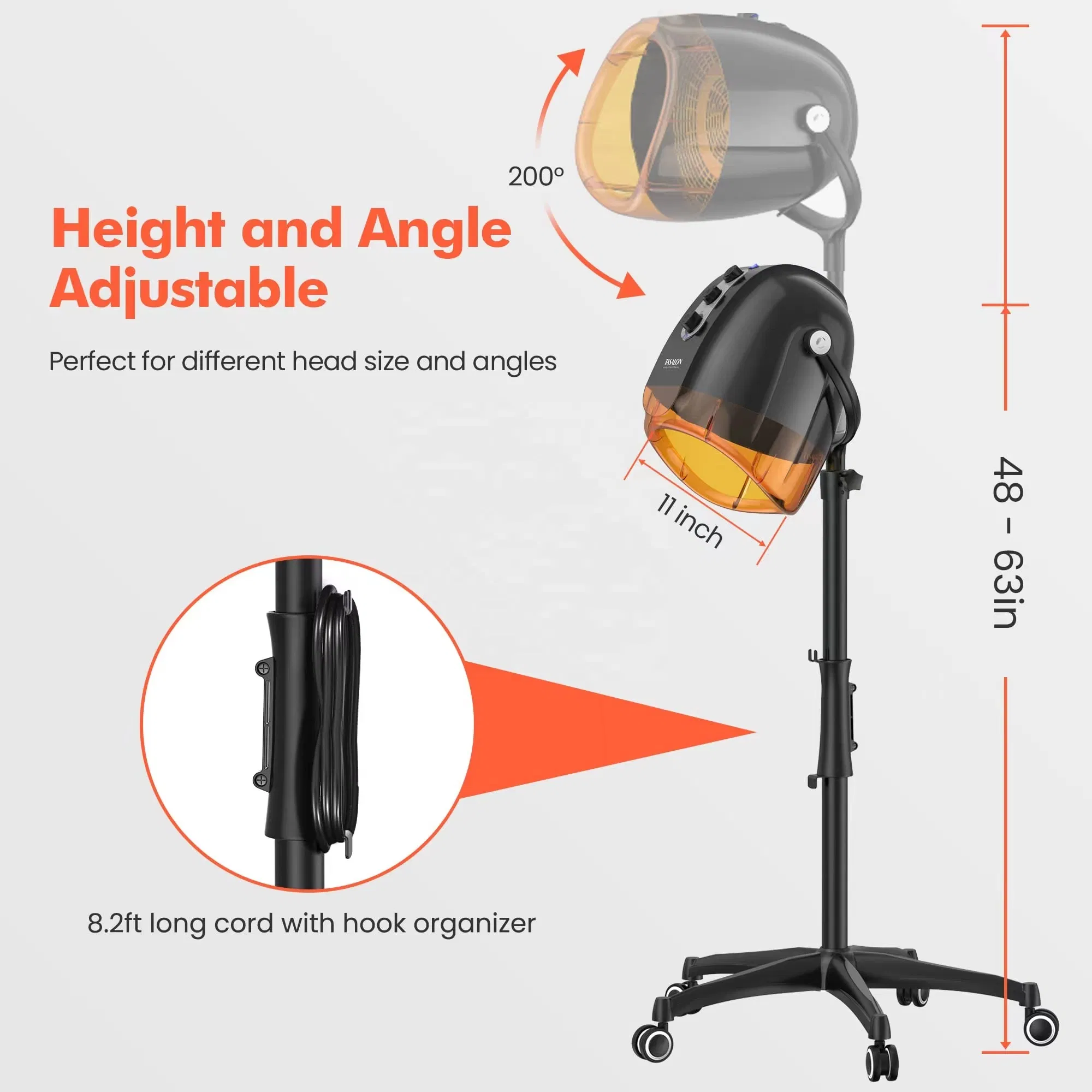 Salon Standing Hair Dryer Hooded Hair Dryer with Timer Barber Accessories