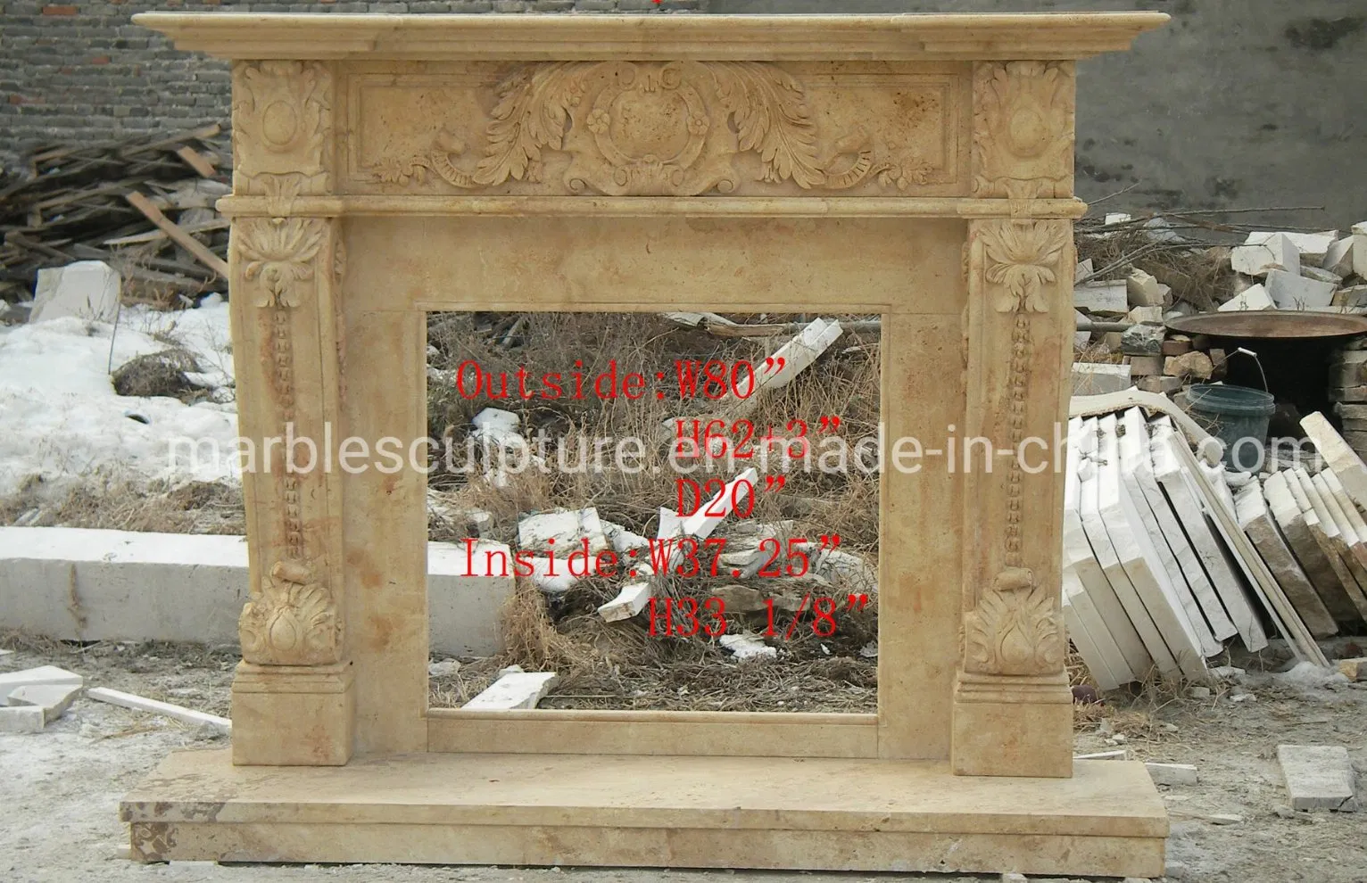 Home Indoor Use Antique Marble Fireplace Stone Mantel Beige Marble Fireplace Surround for Sale (Mfp-022)