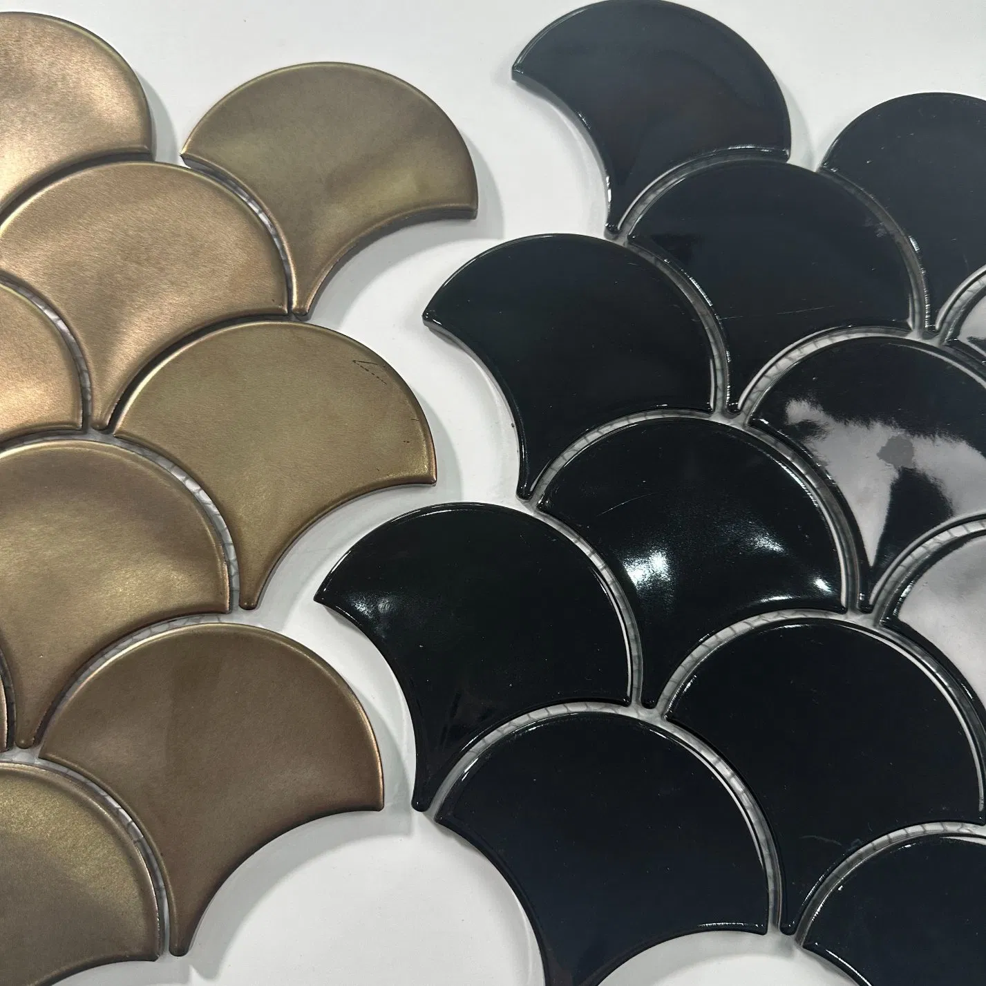 Foshan Good Quality Sector Glossy White Mosaic Porcelain for Kitchen Bathroom Mosaic Wall Decorationsaic Mosaic Tiles