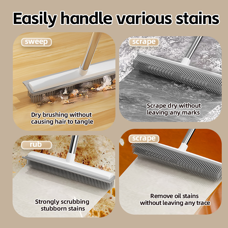 Factory Price Silicone Broom for Water & Hair Removal Wholesale Customizable Floor Cleaning Tools with Private Label