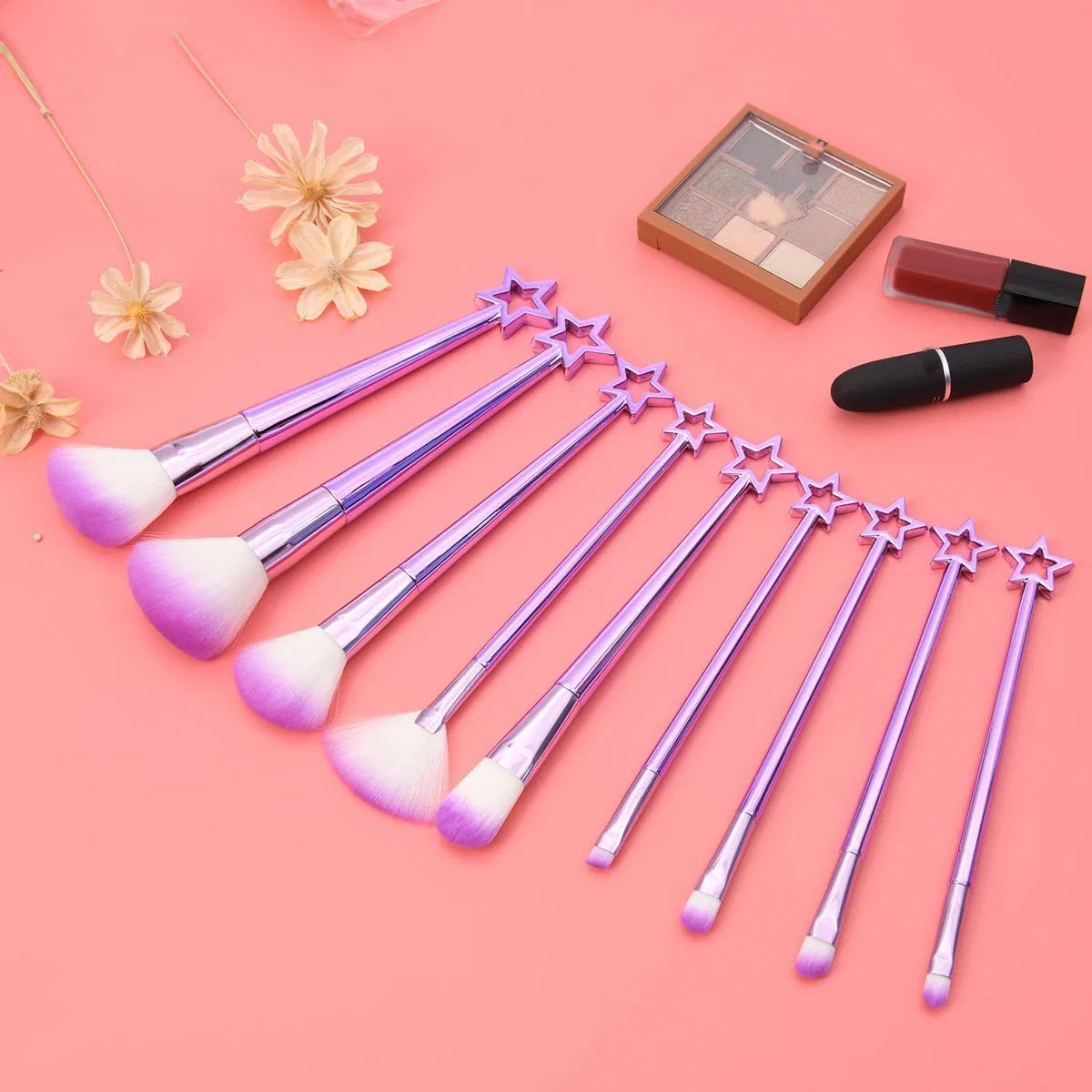 Cosmetic Beauty Care ABS Eletroplate Star End Powder Blush Foundation Eyeshadow Makeup Brush