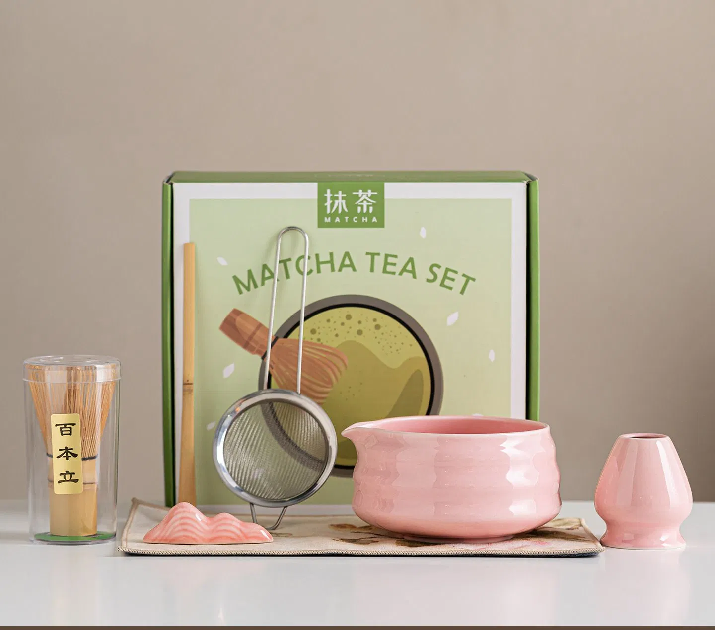 7 PCS Matcha Bowl Ceremony Accessory Japanese Morganic Whisk Chasen Kit Tools Set Spout Coffee Tea Tools