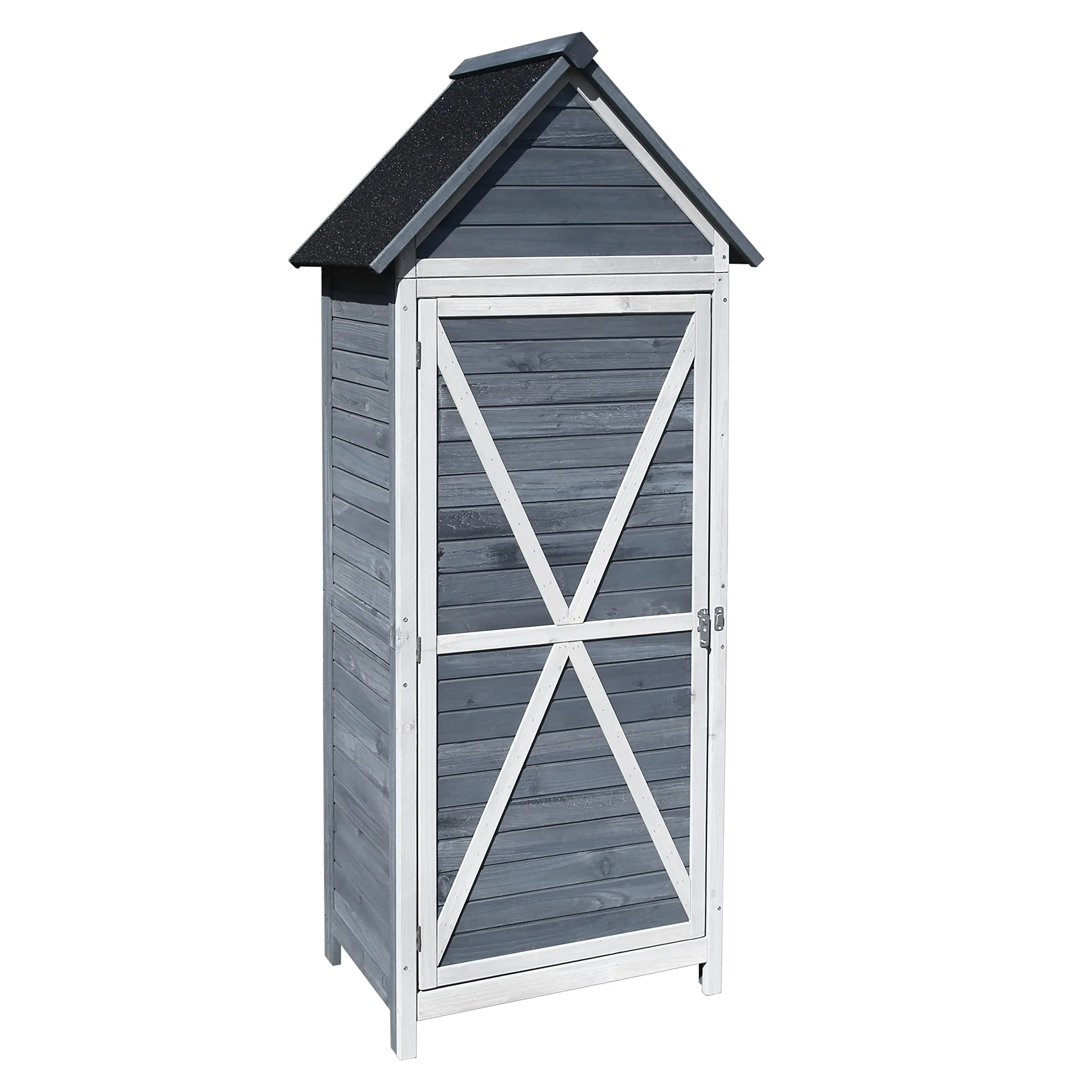 Garden Storage Cabinet in Grey Wood, 77 X 53 X 179 Cm