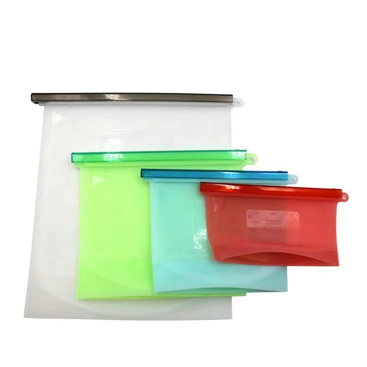 Factory Custom Resealable Food Grade Silicone Vacuum Compressed Bag Clear Zippered Collapsible Embossed Outdoor Camping Storage Bag