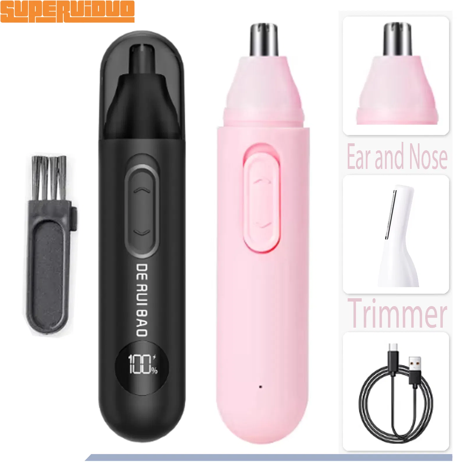 Detachable Head Easy Rinse Cleaning Ear and Nose Trimmer