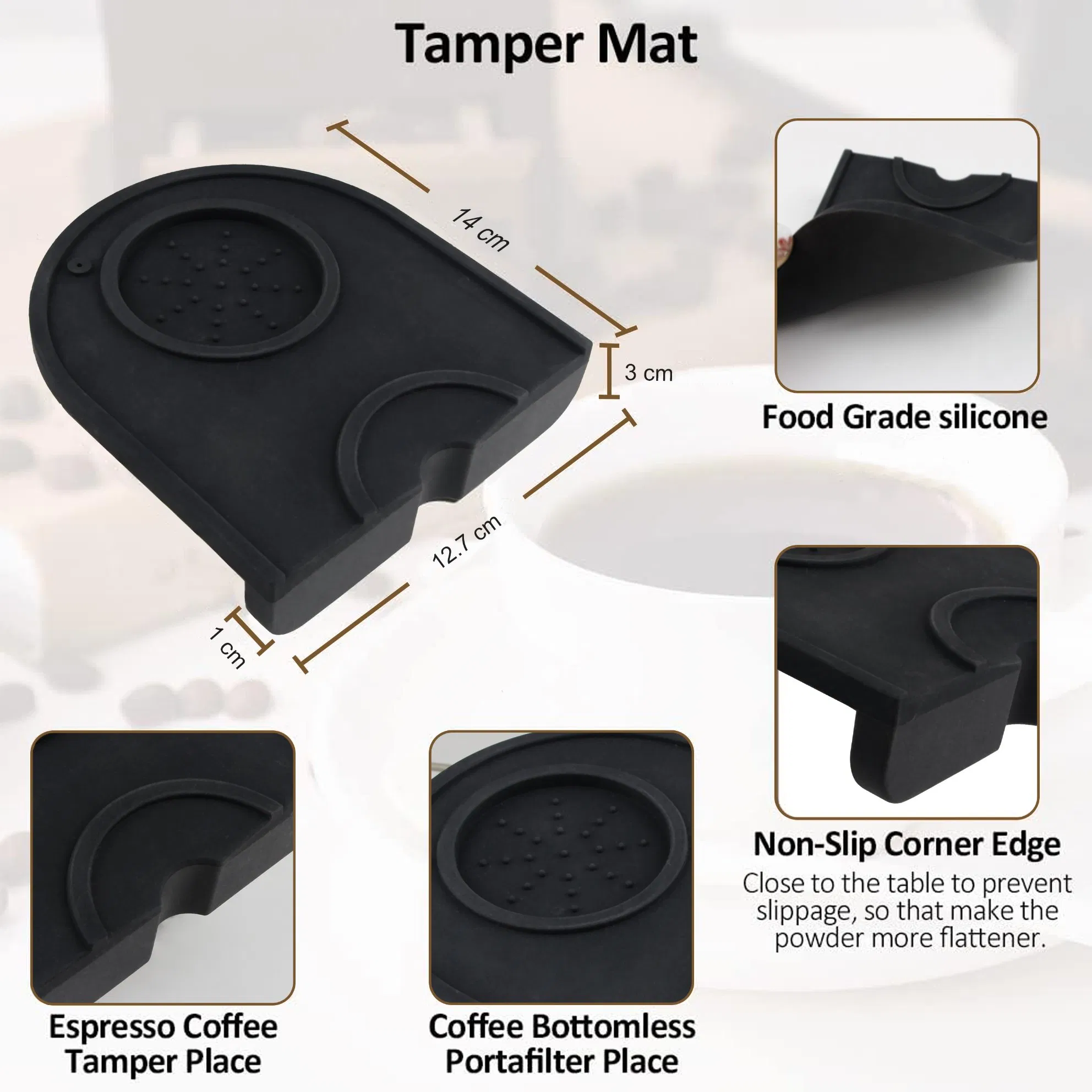 Non Slip Silicone Coffee Pressed Mat High Quality Food Grade Tamper Mats